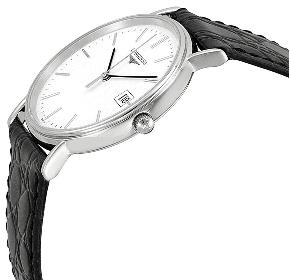 Longines Presence Stainless Steel White Dial Black Leather Strap Date Quartz Unisex Watch L4.720.4.12.2 wholesalehk.shop
