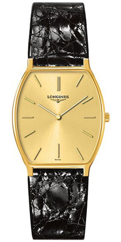 Longines Prestige 18K Yellow Gold Tonneau Black Leather Luxury Mens Watch L4.823.6.32.0 wholesalehk.shop