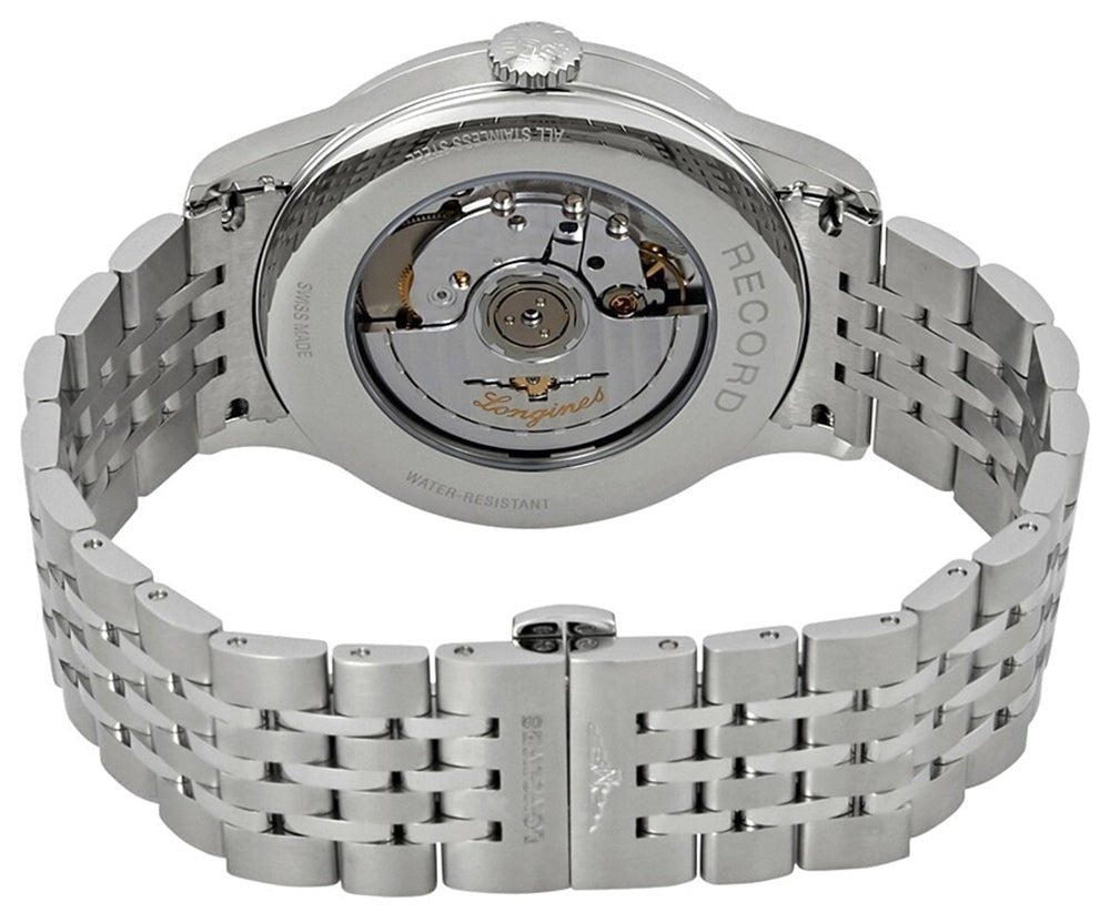 Longines Record Automatic COSC Stainless Steel Black Dial Date Mens Watch L2.821.4.56.6 wholesalehk.shop