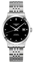 Longines Record Automatic COSC Stainless Steel Black Dial Diamonds Date Mens Watch L2.820.4.57.6 wholesalehk.shop