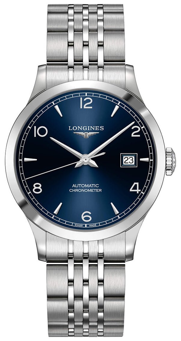Longines Record Automatic COSC Stainless Steel Blue Dial Date Mens Watch L2.820.4.96.6 wholesalehk.shop