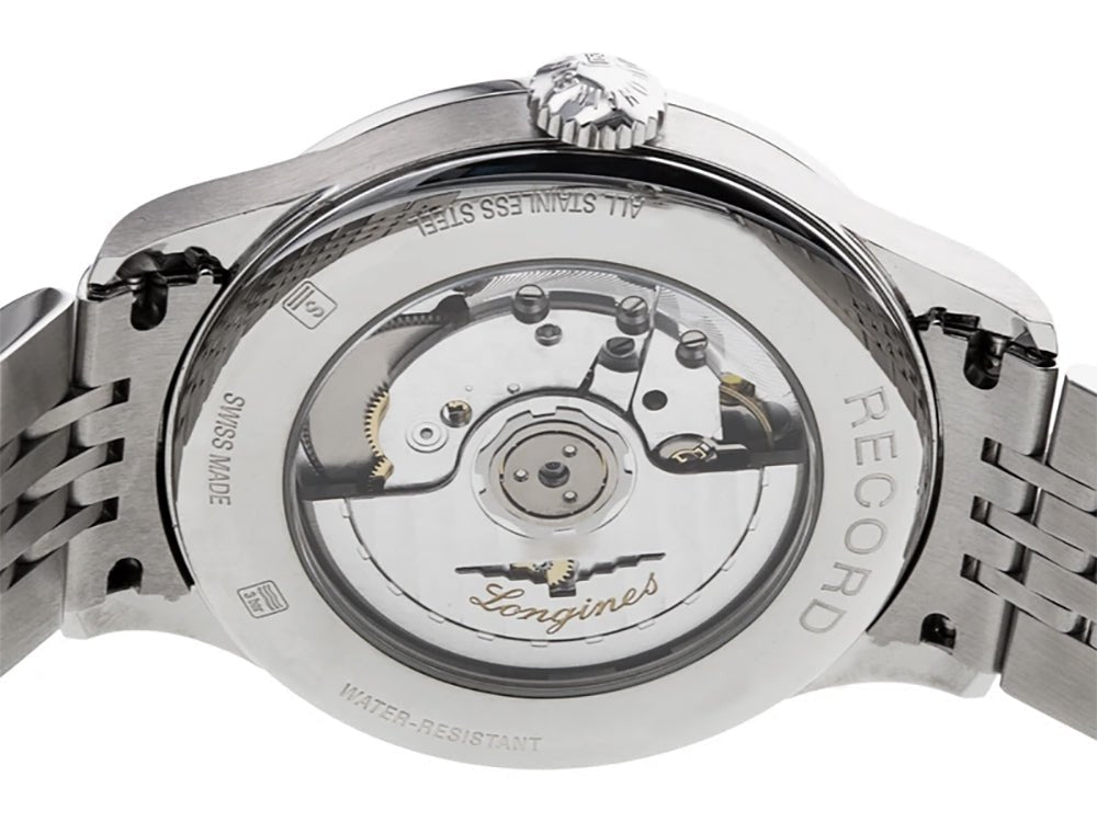 Longines Record Automatic COSC Stainless Steel Blue Dial Date Mens Watch L2.820.4.96.6 wholesalehk.shop