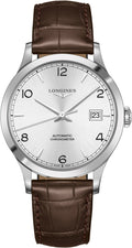 Longines Record Automatic COSC Stainless Steel Silver Dial Brown Leather Strap Date Mens Watch L2.821.4.76.2 wholesalehk.shop