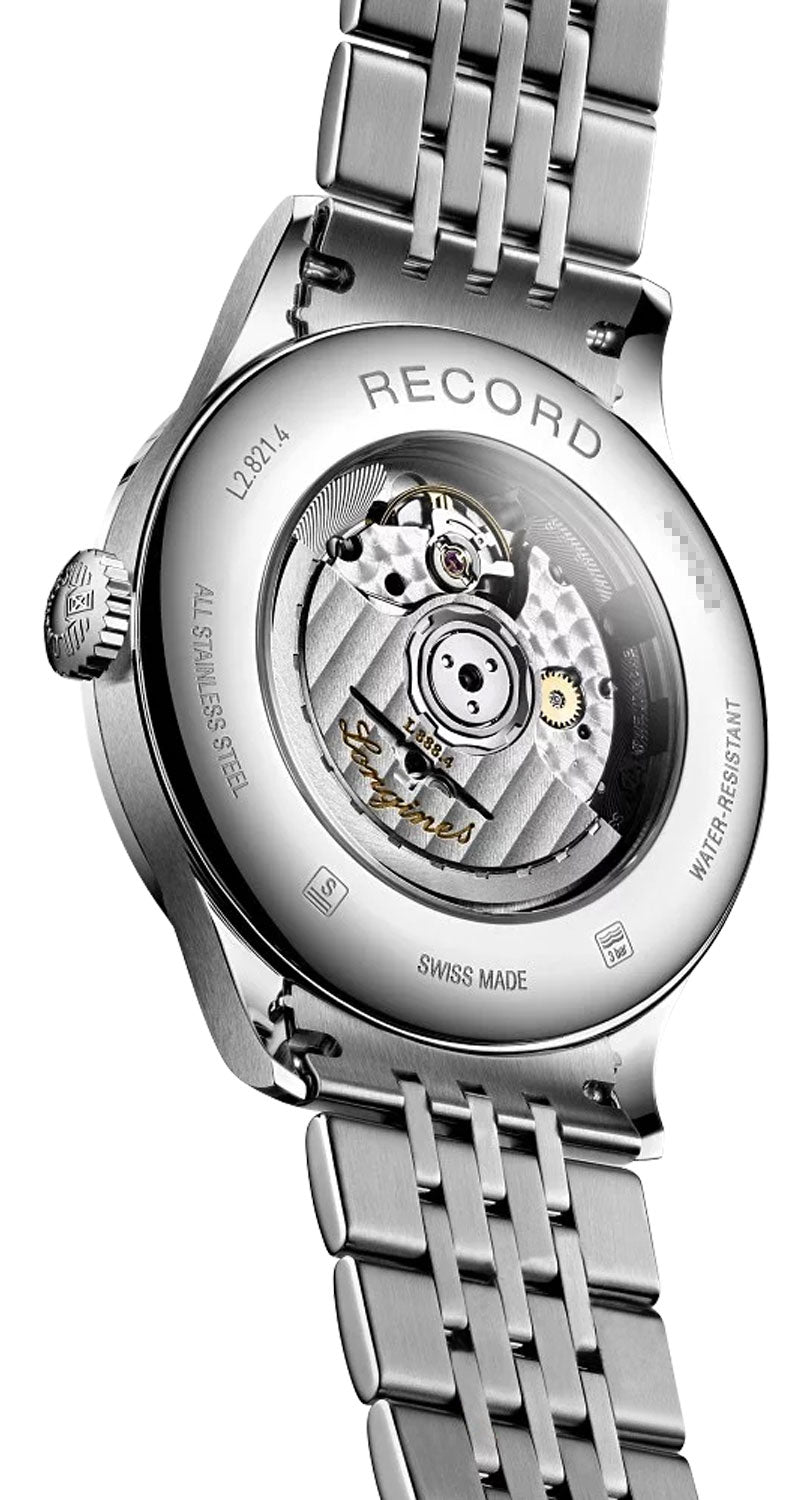 Longines Record Automatic COSC Stainless Steel Silver Dial Date Mens Watch L2.821.4.76.6 wholesalehk.shop