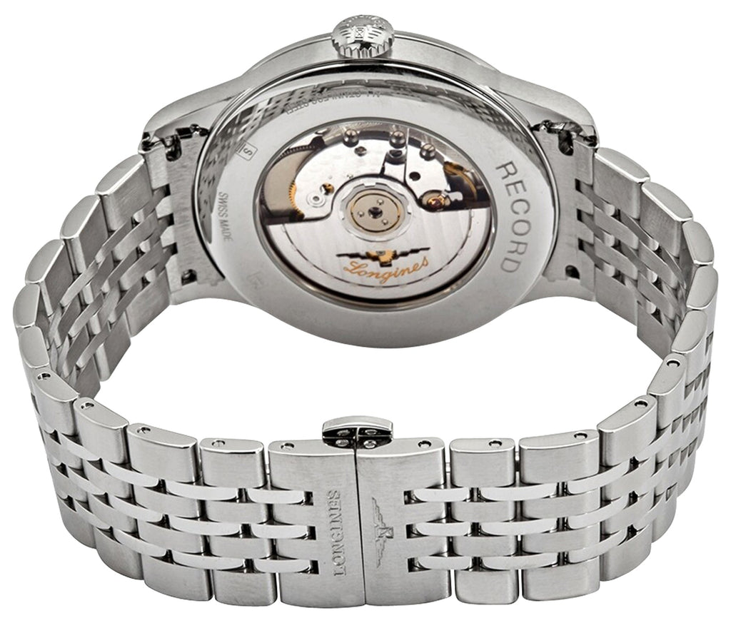 Longines Record Automatic COSC Stainless Steel Silver Dial Date Mens Watch L2.821.4.76.6 wholesalehk.shop