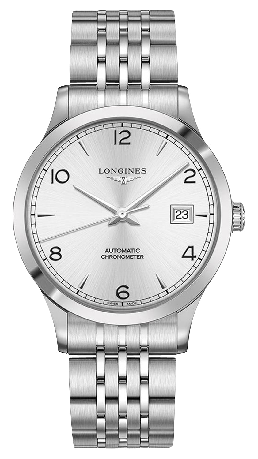 Longines Record Automatic COSC Stainless Steel Silver Dial Date Mens Watch L2.821.4.76.6 wholesalehk.shop