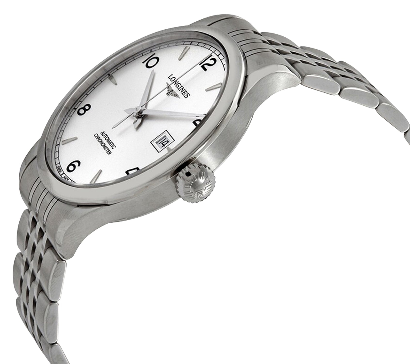 Longines Record Automatic COSC Stainless Steel Silver Dial Date Mens Watch L2.821.4.76.6 wholesalehk.shop