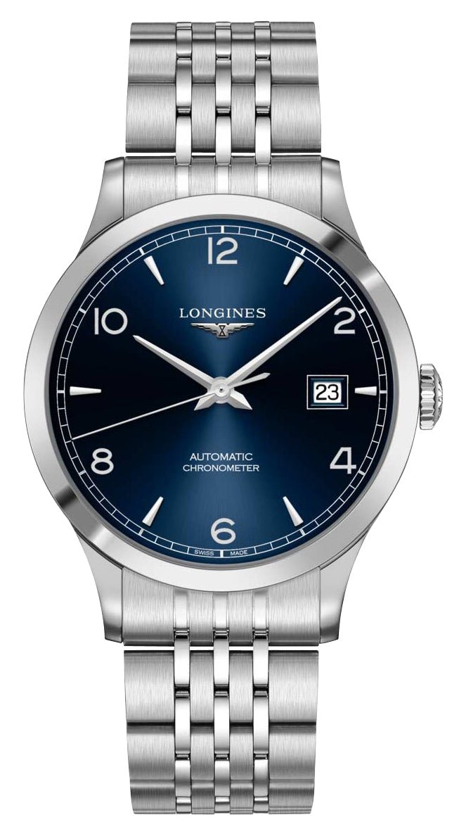 Longines Record Automatic Stainless Steel Blue Dial Date Mens Watch L2.821.4.96.6 wholesalehk.shop
