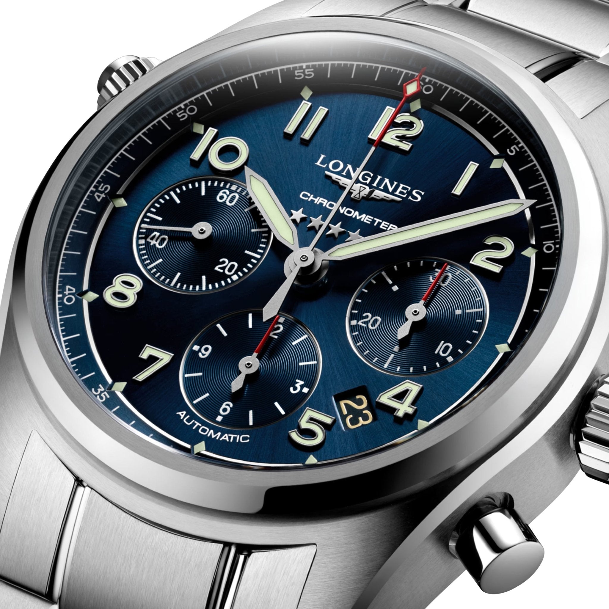 Longines Spirit Automatic Chronometer Chronograph Stainless Steel Blue Dial Date Mens Watch L3.820.4.93.6 wholesalehk.shop