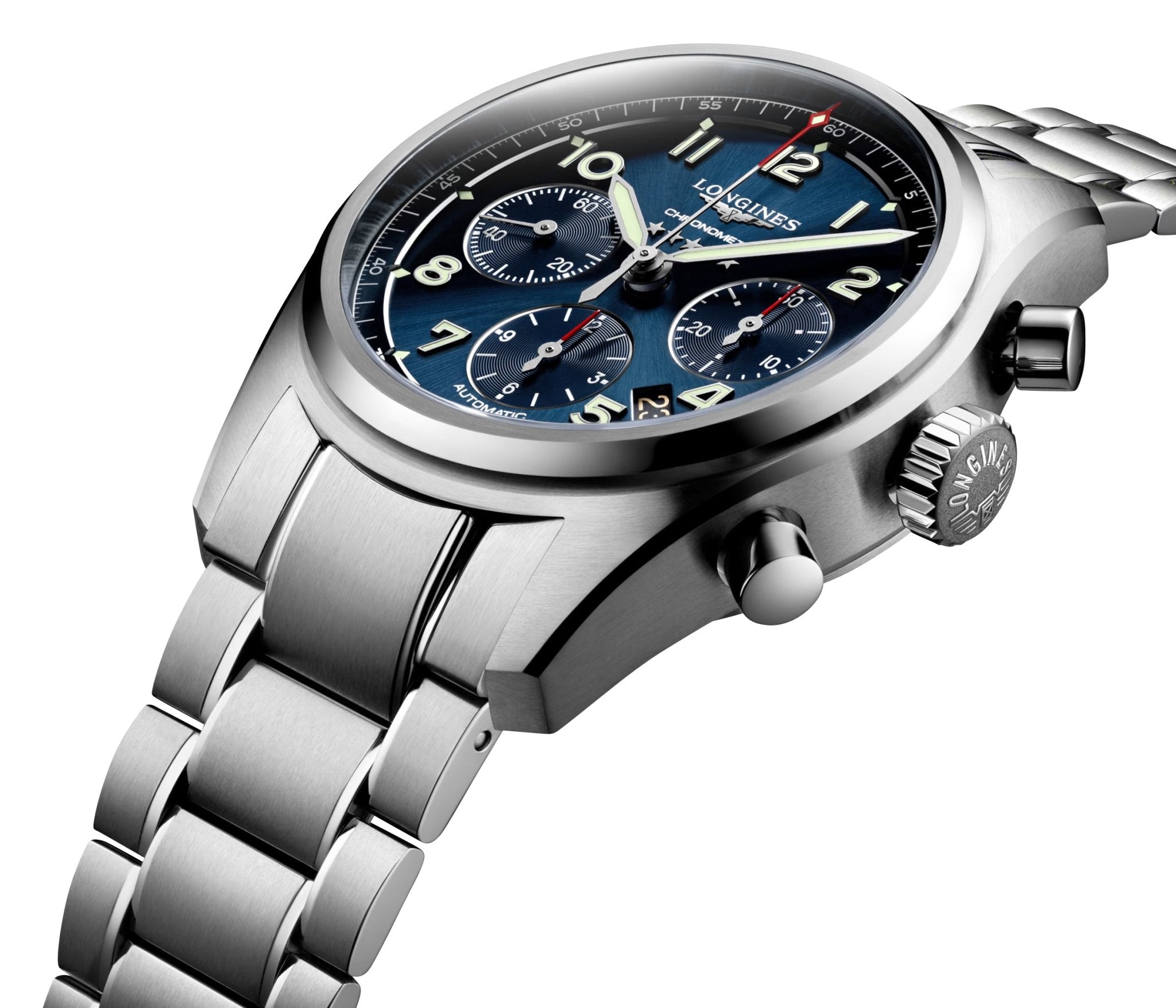 Longines Spirit Automatic Chronometer Chronograph Stainless Steel Blue Dial Date Mens Watch L3.820.4.93.6 wholesalehk.shop