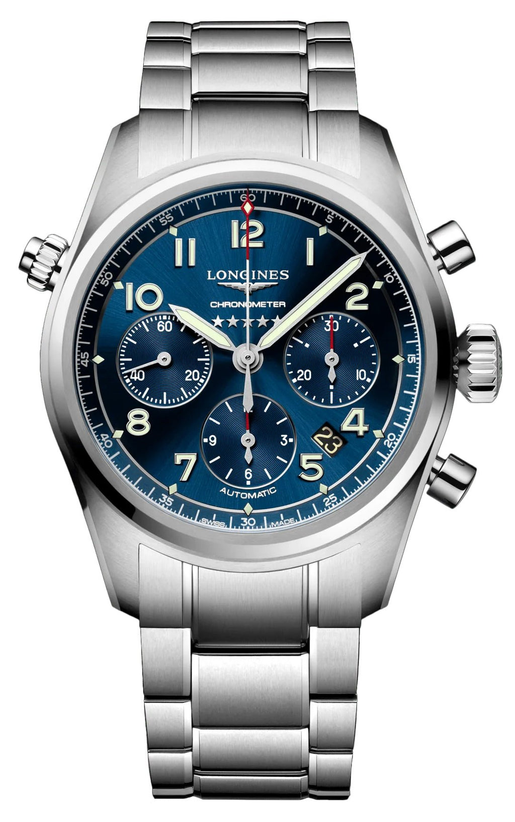 Longines Spirit Automatic Chronometer Chronograph Stainless Steel Blue Dial Date Mens Watch L3.820.4.93.6 wholesalehk.shop