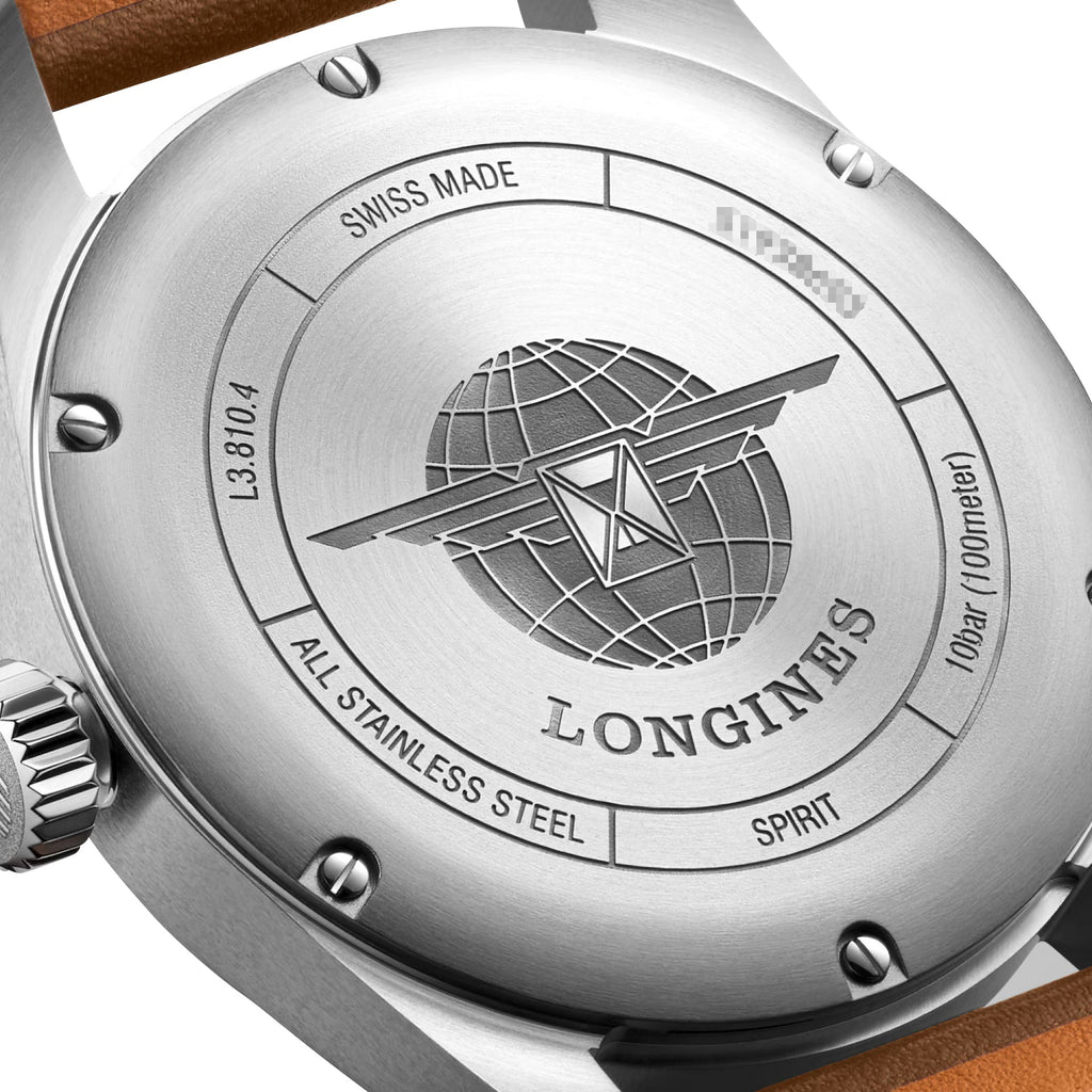 Longines Spirit Automatic Chronometer Stainless Steel Silver Dial Brown Leather Strap Date Mens Watch L3.810.4.73.2 wholesalehk.shop