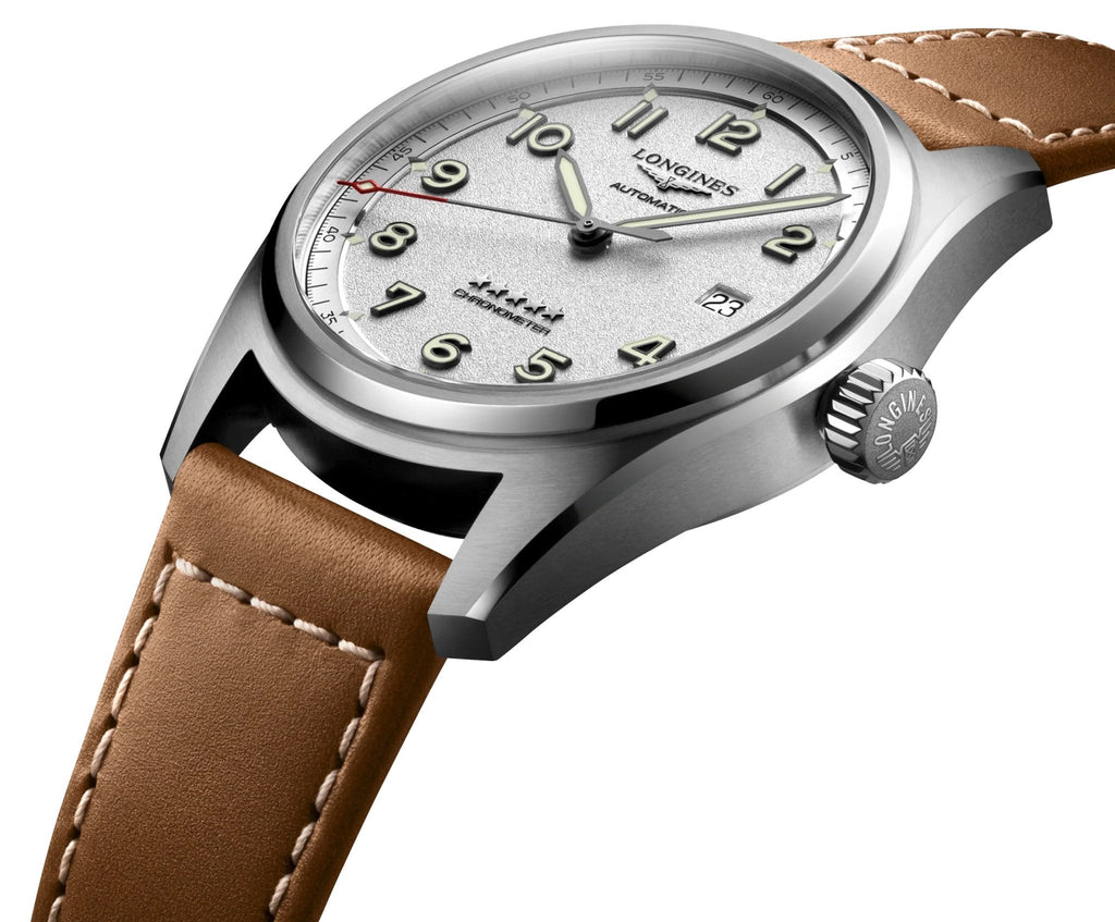 Longines Spirit Automatic Chronometer Stainless Steel Silver Dial Brown Leather Strap Date Mens Watch L3.810.4.73.2 wholesalehk.shop