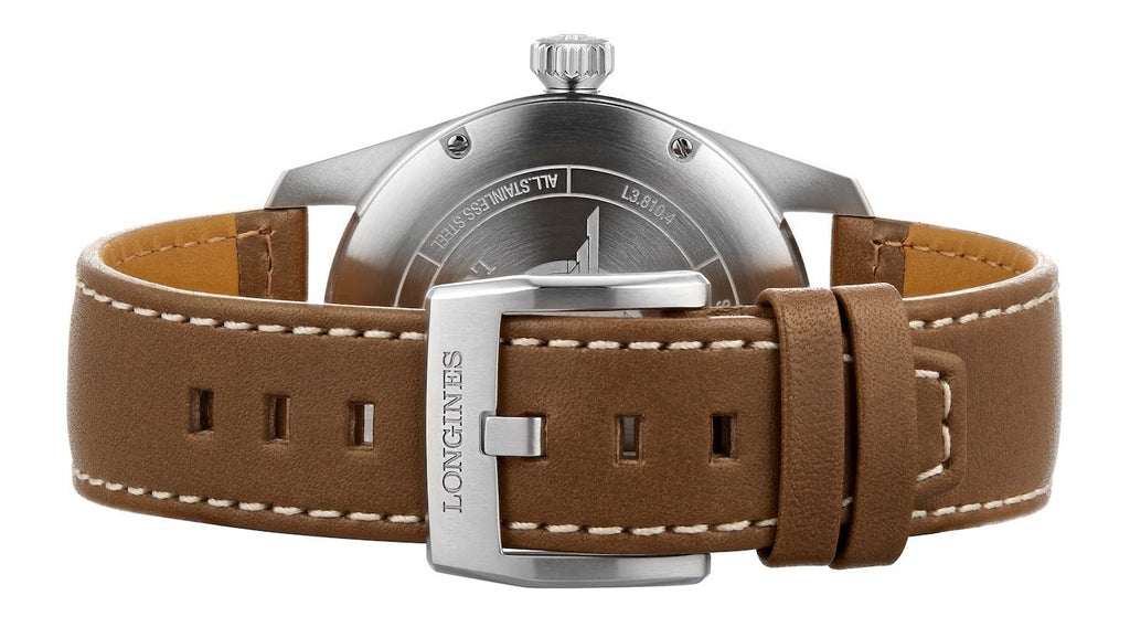 Longines Spirit Automatic Chronometer Stainless Steel Silver Dial Brown Leather Strap Date Mens Watch L3.810.4.73.2 wholesalehk.shop