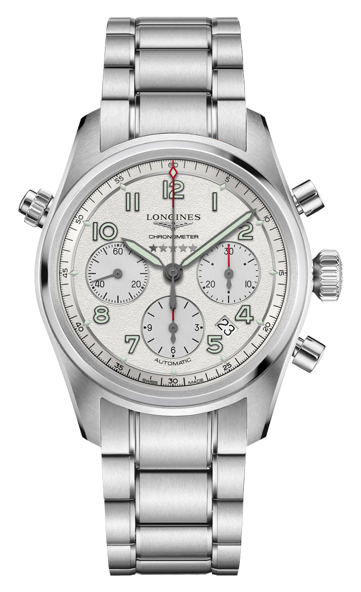 Longines Spirit Automatic COSC Chronograph Stainless Steel Silver Dial Date Mens Watch L3.820.4.73.6 wholesalehk.shop