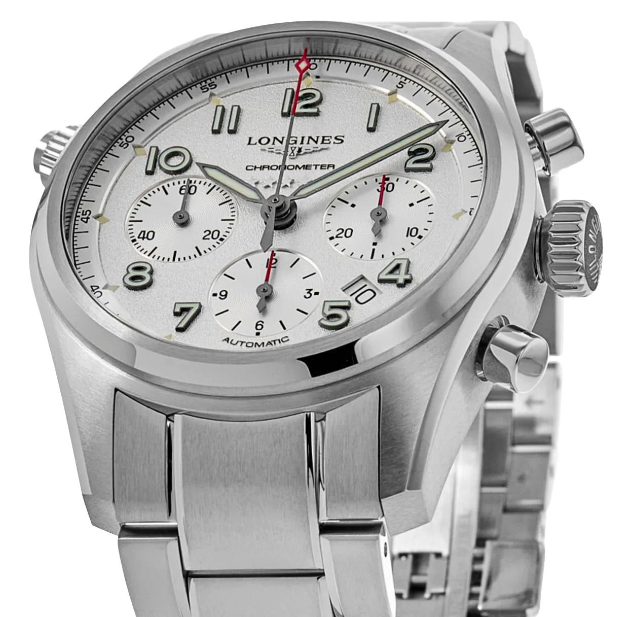Longines Spirit Automatic COSC Chronograph Stainless Steel Silver Dial Date Mens Watch L3.820.4.73.6 wholesalehk.shop