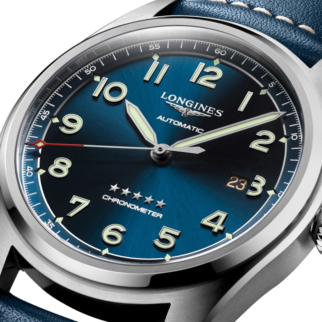 Longines Spirit Automatic COSC Stainless Steel Blue Dial Blue Leather Strap Date Mens Watch L3.811.4.93.0 wholesalehk.shop