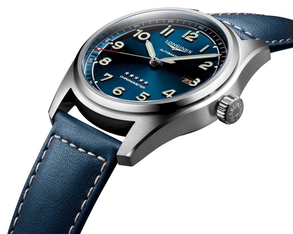 Longines Spirit Automatic COSC Stainless Steel Blue Dial Blue Leather Strap Date Mens Watch L3.811.4.93.0 wholesalehk.shop
