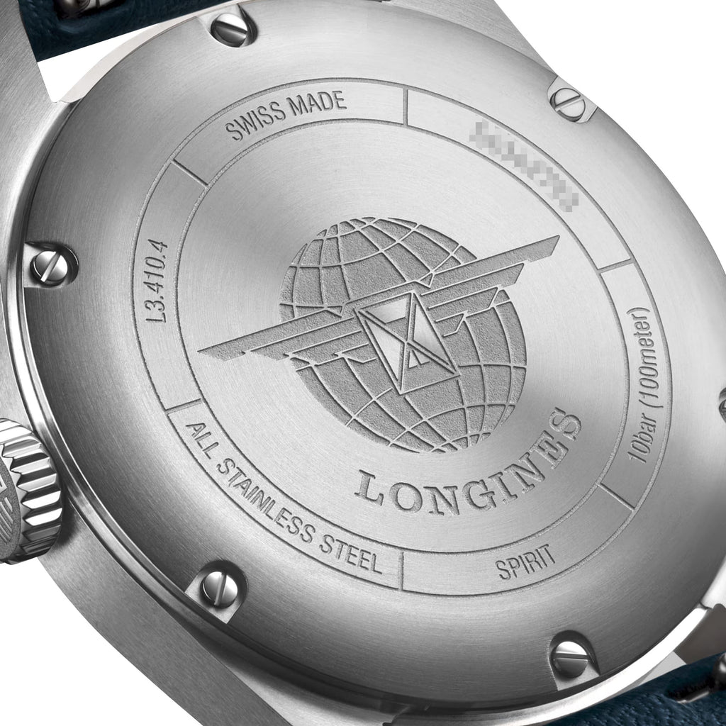 Longines Spirit Automatic COSC Stainless Steel Blue Dial Blue Leather Strap Date Unisex Watch L3.410.4.93.0 wholesalehk.shop