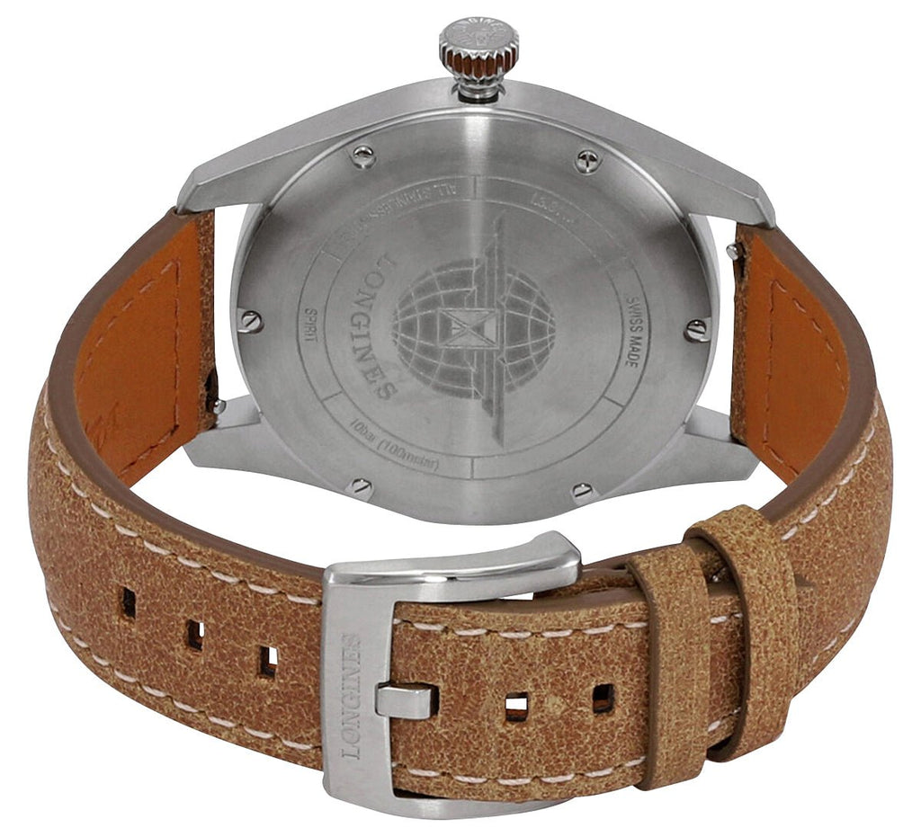 Longines Spirit Automatic COSC Stainless Steel Green Dial Brown Leather Strap Date Mens Watch L3.811.4.03.2 wholesalehk.shop