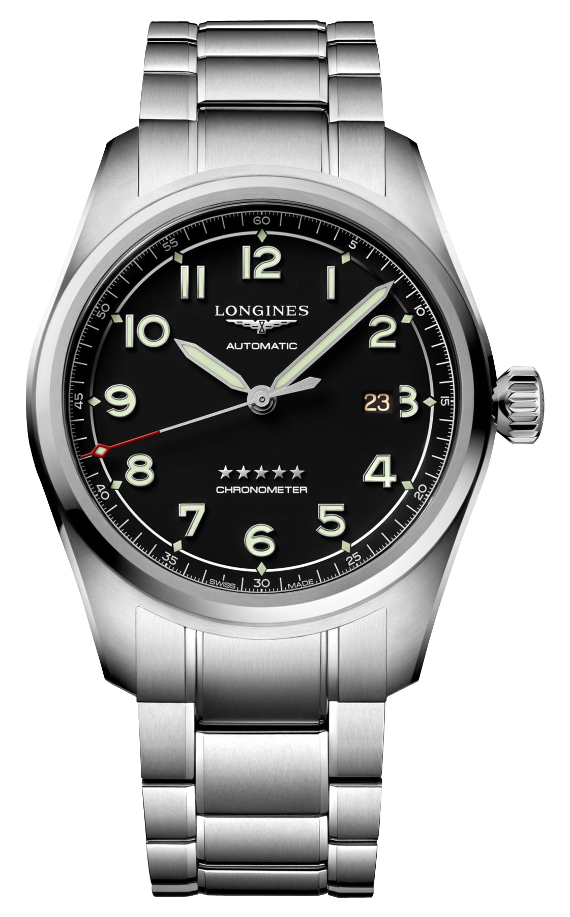 Longines Spirit Prestige Edition Automatic COSC Stainless Steel Black Dial Interchangeable Brown Leather/NATO Strap Date Mens Watch L3.811.4.53.9 wholesalehk.shop