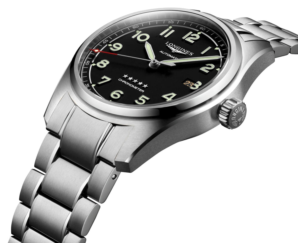 Longines Spirit Prestige Edition Automatic COSC Stainless Steel Black Dial Interchangeable Brown Leather/NATO Strap Date Mens Watch L3.811.4.53.9 wholesalehk.shop