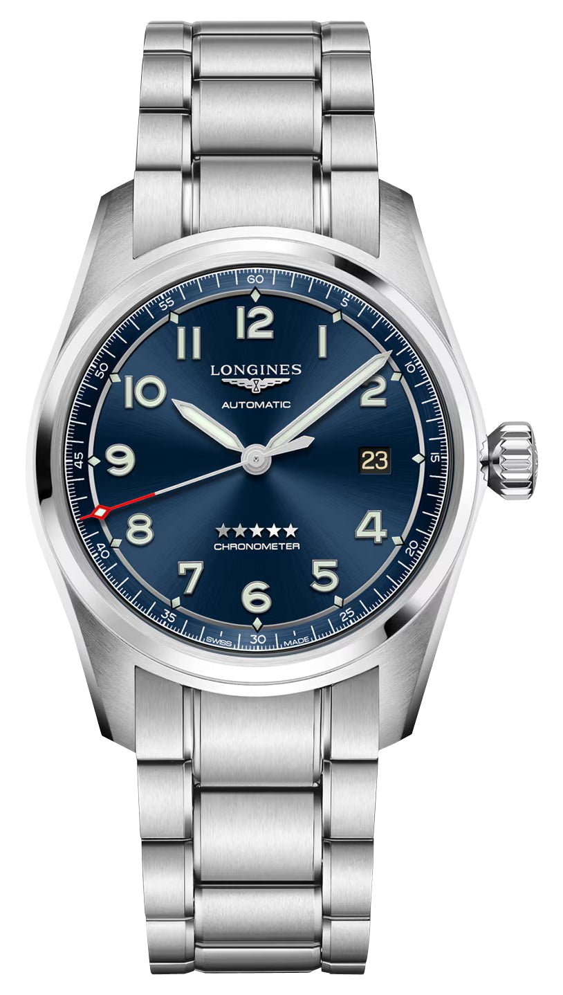 Longines Spirit Prestige Edition Automatic COSC Stainless Steel Blue Dial Interchangeable Blue/Brown Leather Strap Date Mens Watch L3.810.4.93.9 wholesalehk.shop