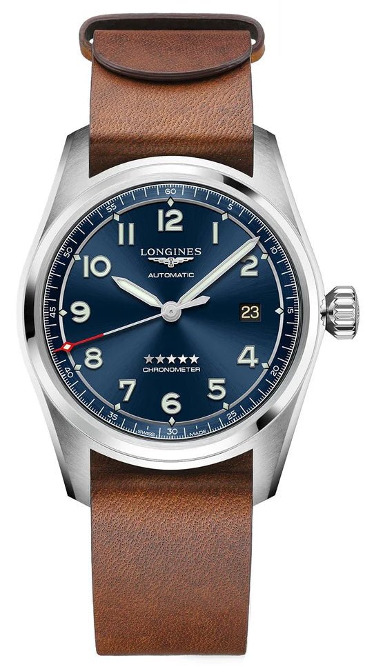 Longines Spirit Prestige Edition Automatic COSC Stainless Steel Blue Dial Interchangeable Blue/Brown Leather Strap Date Mens Watch L3.810.4.93.9 wholesalehk.shop