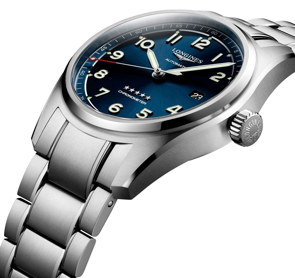 Longines Spirit Prestige Edition Automatic COSC Stainless Steel Blue Dial Interchangeable Blue/Brown Leather Strap Date Mens Watch L3.810.4.93.9 wholesalehk.shop