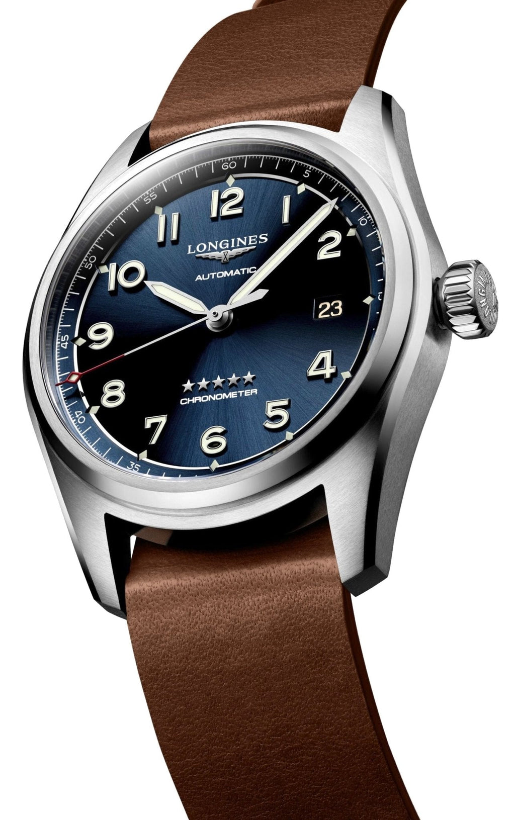 Longines Spirit Prestige Edition Automatic COSC Stainless Steel Blue Dial Interchangeable Blue/Brown Leather Strap Date Mens Watch L3.810.4.93.9 wholesalehk.shop