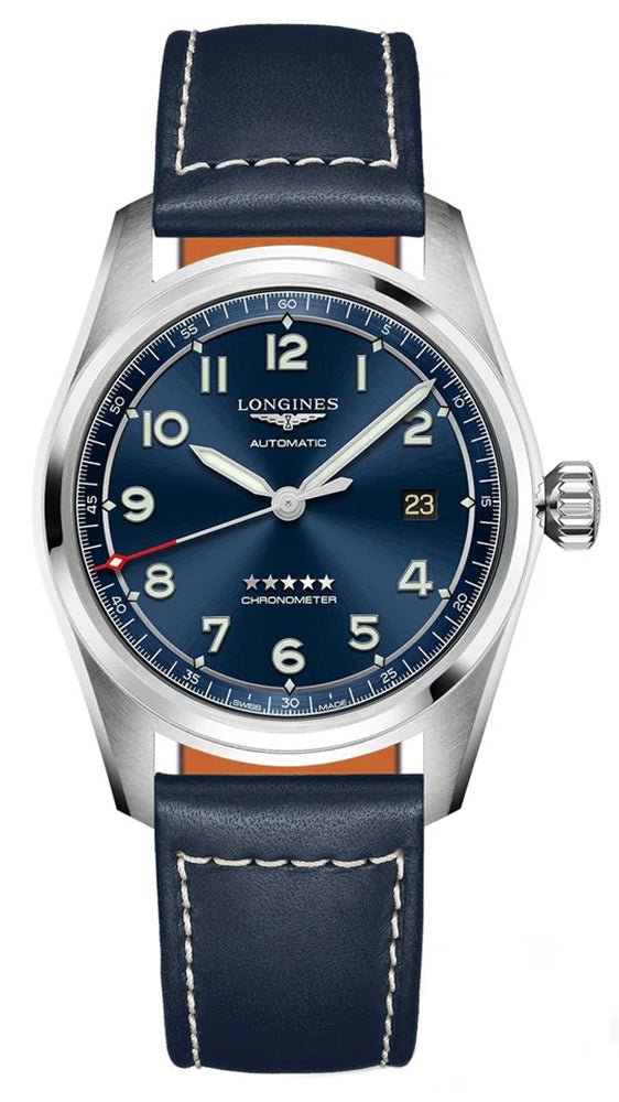 Longines Spirit Prestige Edition Automatic COSC Stainless Steel Blue Dial Interchangeable Blue/Brown Leather Strap Date Mens Watch L3.810.4.93.9 wholesalehk.shop