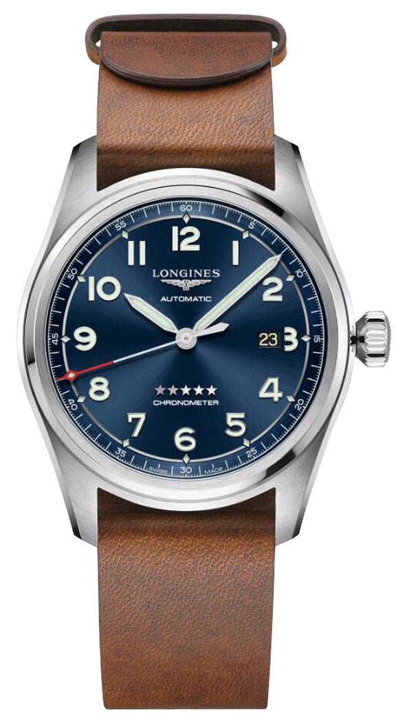 Longines Spirit Prestige Edition Automatic COSC Stainless Steel Blue Dial Interchangeable Blue/Brown Leather Strap Date Mens Watch L3.811.4.93.9 wholesalehk.shop