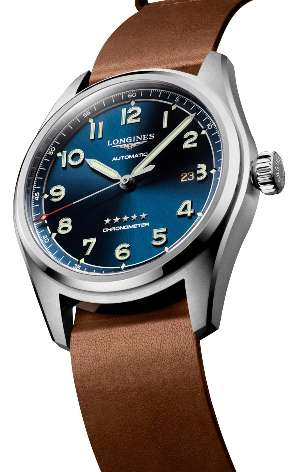 Longines Spirit Prestige Edition Automatic COSC Stainless Steel Blue Dial Interchangeable Blue/Brown Leather Strap Date Mens Watch L3.811.4.93.9 wholesalehk.shop