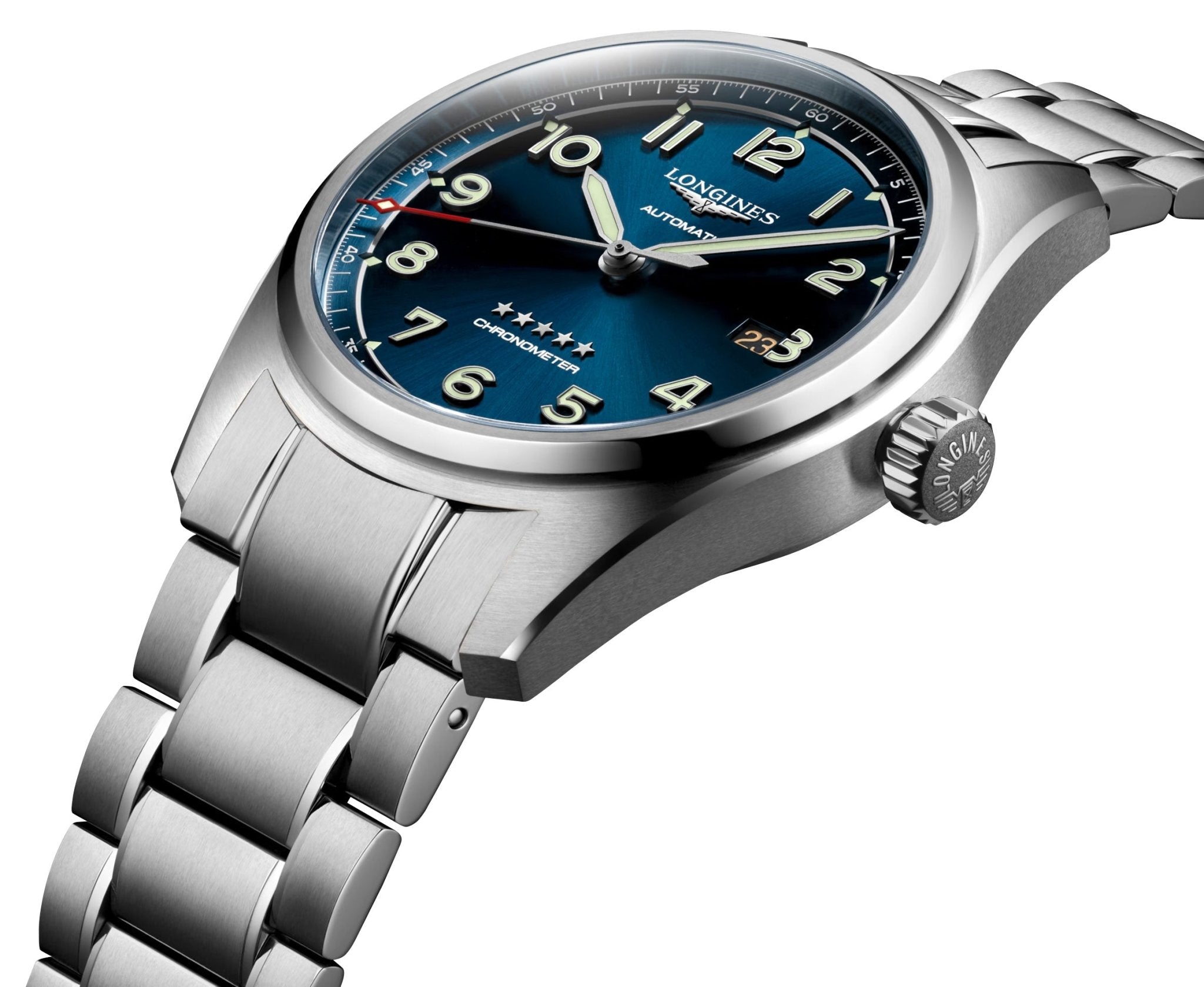 Longines Spirit Prestige Edition Automatic COSC Stainless Steel Blue Dial Interchangeable Blue/Brown Leather Strap Date Mens Watch L3.811.4.93.9 wholesalehk.shop