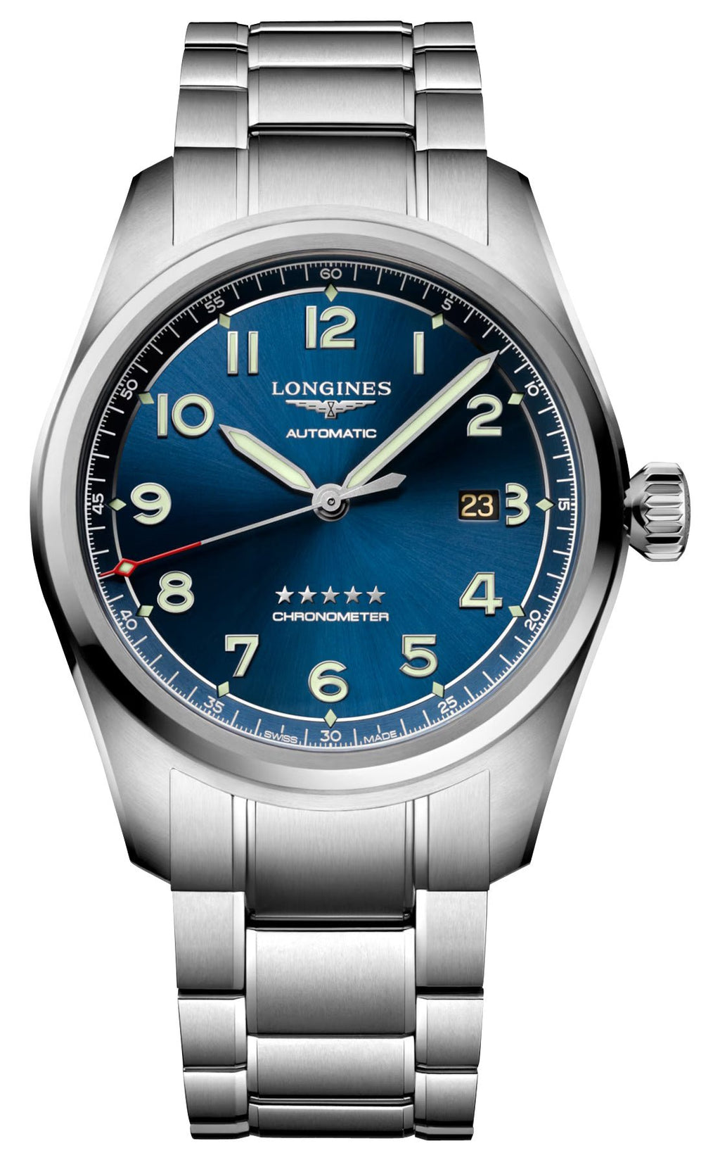 Longines Spirit Prestige Edition Automatic COSC Stainless Steel Blue Dial Interchangeable Blue/Brown Leather Strap Date Mens Watch L3.811.4.93.9 wholesalehk.shop
