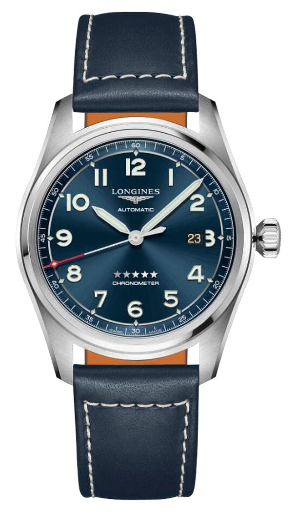 Longines Spirit Prestige Edition Automatic COSC Stainless Steel Blue Dial Interchangeable Blue/Brown Leather Strap Date Mens Watch L3.811.4.93.9 wholesalehk.shop