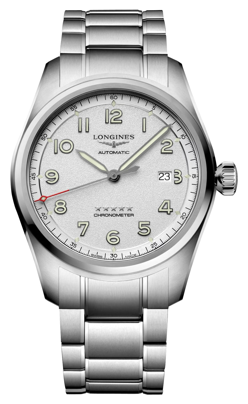 Longines Spirit Prestige Edition Automatic COSC Stainless Steel Silver Dial Interchangeable Brown Leather/NATO Strap Date Mens Watch L3.811.4.73.9 wholesalehk.shop