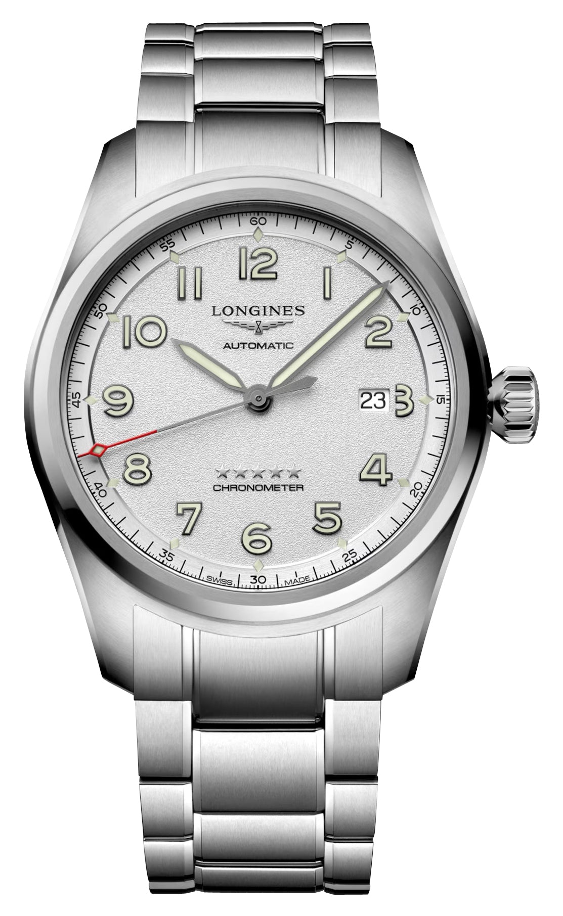 Longines Spirit Prestige Edition Automatic COSC Stainless Steel Silver Dial Interchangeable Brown Leather/NATO Strap Date Mens Watch L3.811.4.73.9 wholesalehk.shop