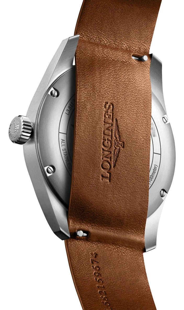 Longines Spirit Prestige Edition Automatic COSC Stainless Steel Silver Dial Interchangeable Brown Leather/NATO Strap Date Mens Watch L3.811.4.73.9 wholesalehk.shop
