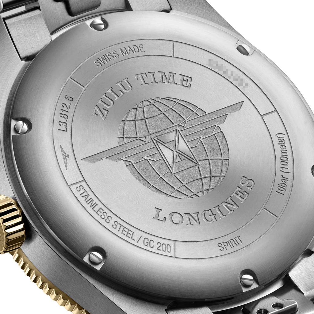 Longines Spirit Zulu Time Automatic GMT Chronometer Stainless Steel & 18K Yellow Gold Gray Dial Date Mens Watch L3.812.5.53.6 wholesalehk.shop
