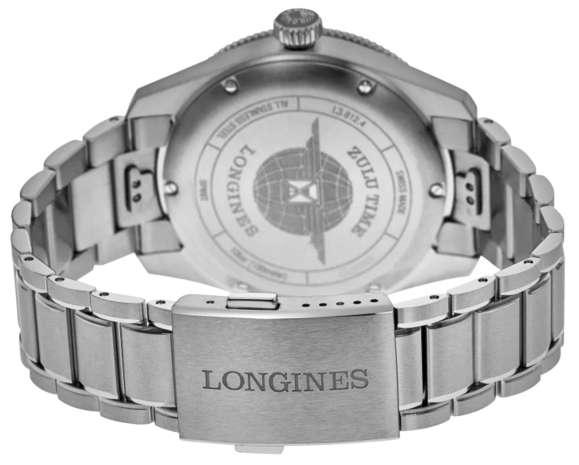 Longines Spirit Zulu Time Automatic GMT Chronometer Stainless Steel Black Dial Date Mens Watch L3.812.4.53.6 wholesalehk.shop