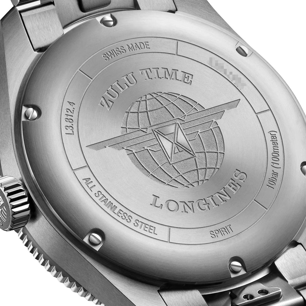 Longines Spirit Zulu Time Automatic GMT Chronometer Stainless Steel Black Dial Date Mens Watch L3.812.4.53.6 wholesalehk.shop