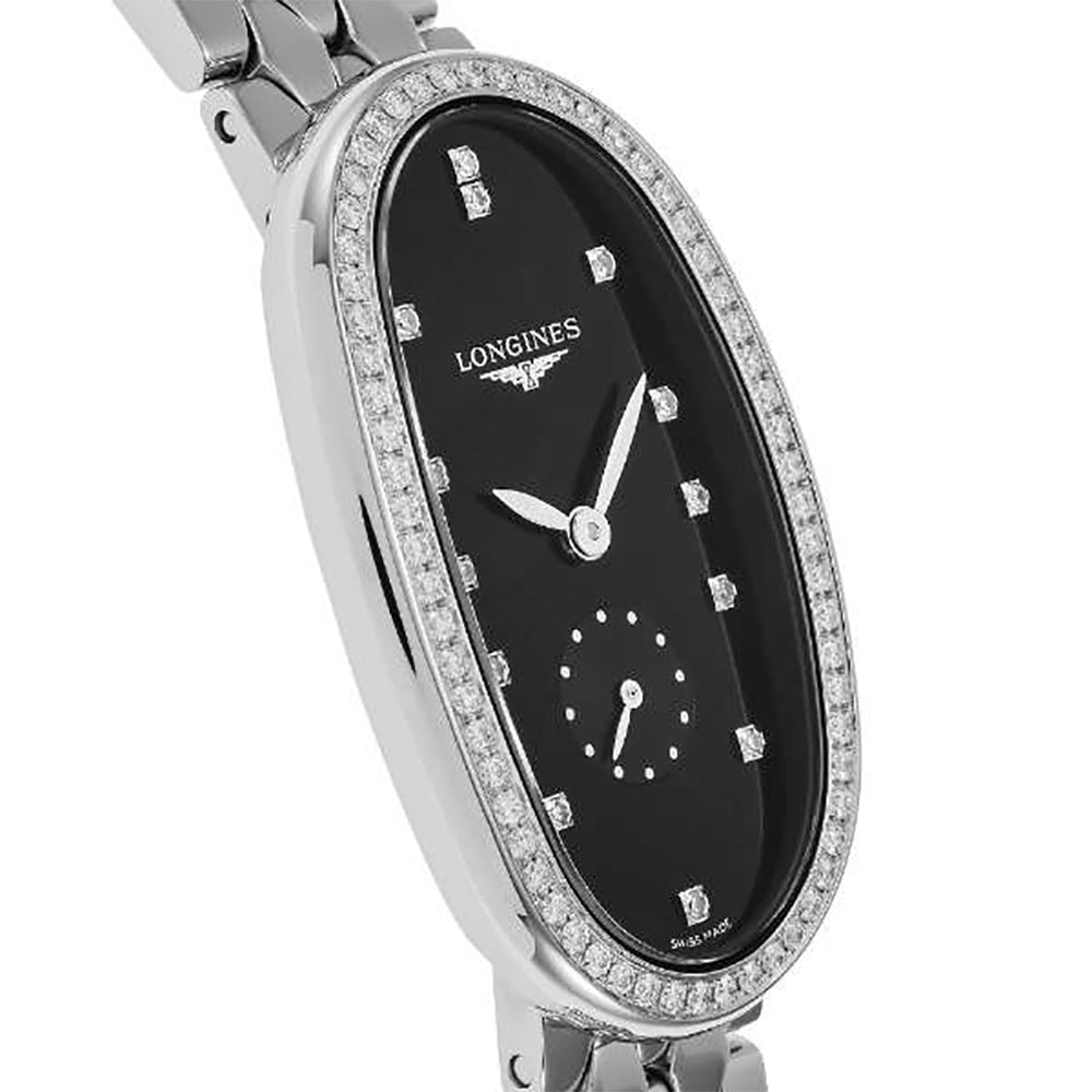 Longines Symphonette Stainless Steel Black Dial Diamonds Quartz Womens Watch L2.307.0.57.6 wholesalehk.shop