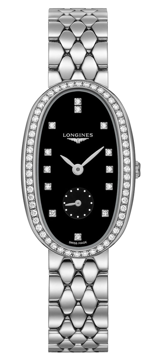 Longines Symphonette Stainless Steel Black Dial Diamonds Quartz Womens Watch L2.307.0.57.6 wholesalehk.shop