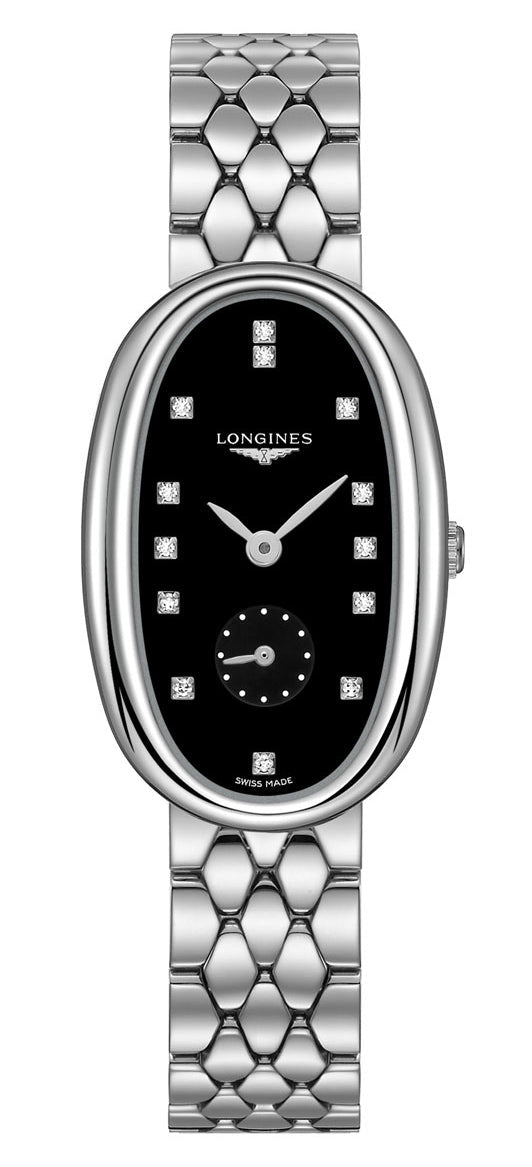 Longines Symphonette Stainless Steel Black Dial Diamonds Quartz Womens Watch L2.307.4.57.6 wholesalehk.shop