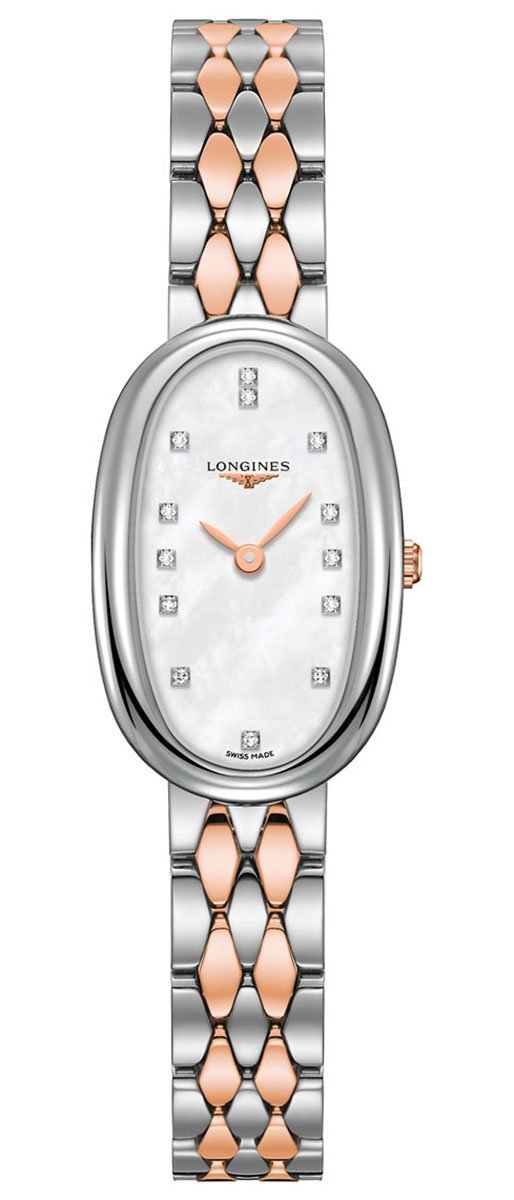 Longines Symphonette Stainless Steel & Rose Gold Diamond & Mother-of-Pearl Dial Womens Watch L2.305.5.87.7 wholesalehk.shop