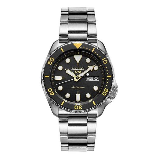 Seiko 5 Sports Automatic Black Dial Silver Steel Strap Watch For Men - SRPD57K1 wholesalehk.shop