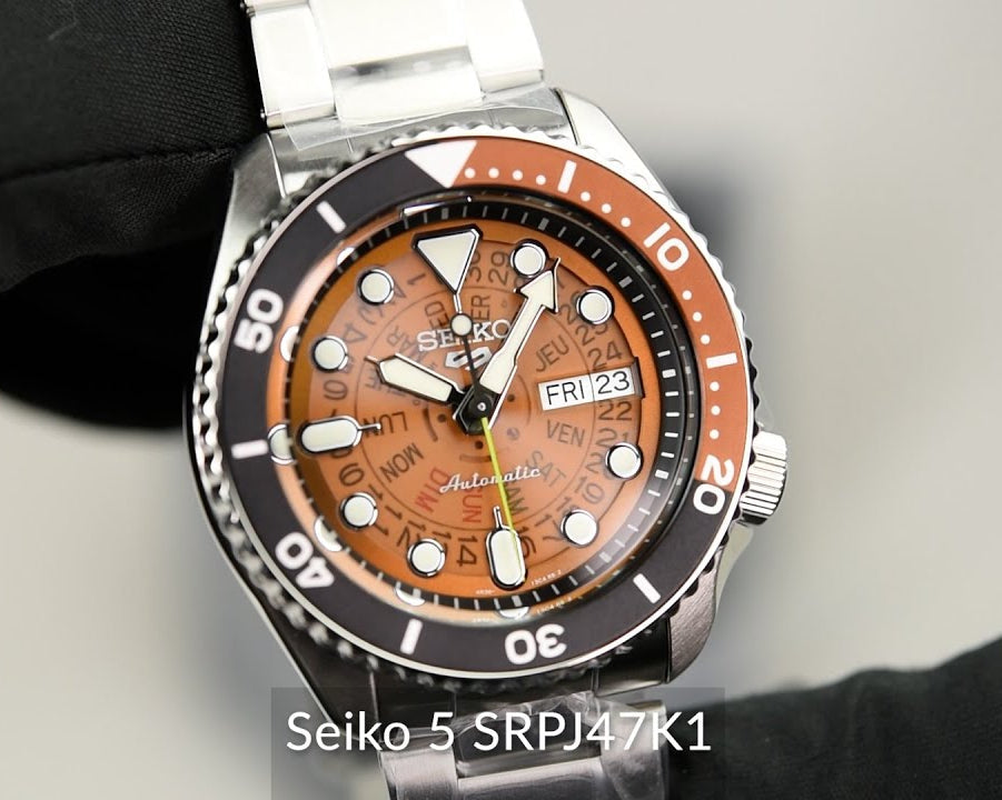 Seiko 5 Sports Sonar Special Edition Brown Dial Silver Steel Strap Watch For Men - SRPJ47K1 wholesalehk.shop