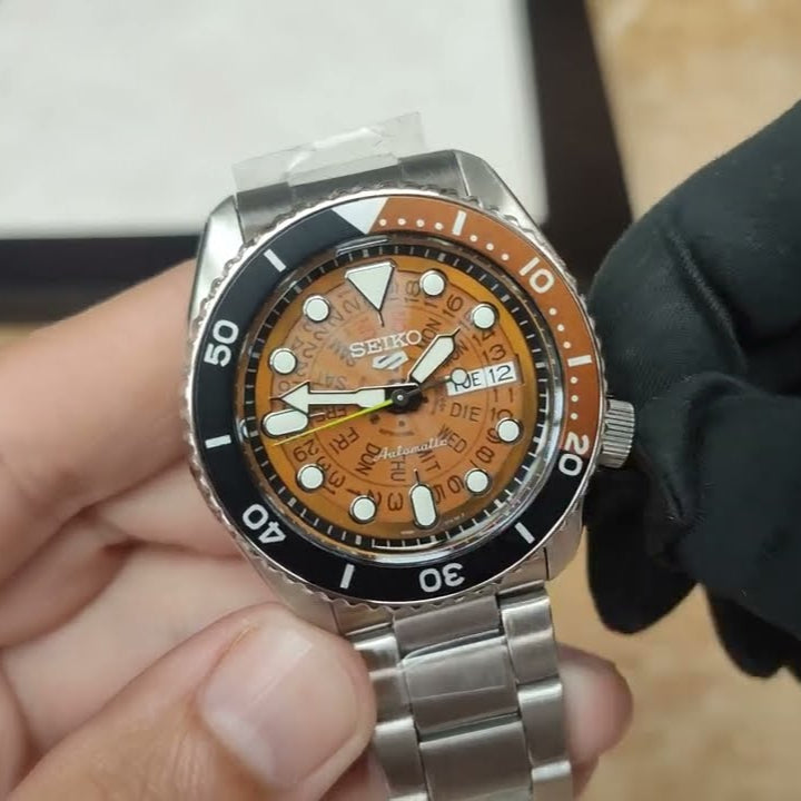 Seiko 5 Sports Sonar Special Edition Brown Dial Silver Steel Strap Watch For Men - SRPJ47K1 wholesalehk.shop