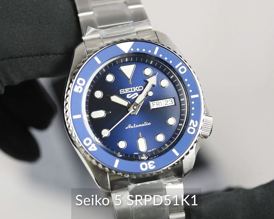 Seiko 5 Sports Automatic Analog Blue Dial Silver Steel Strap Watch For Men - SRPD51K1 wholesalehk.shop